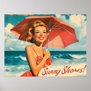  strand vakantie Poster: Blonde Pin-Up Poster