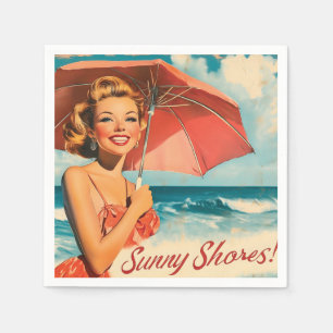  strand vakantie Poster: Blonde Pin-Up Servet