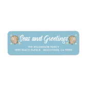 Strand Vakantie Zeeen en Groeten Kerstmis Etiket (Voorkant)