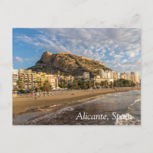 Strand van Alicante bij zonsopgang, Spanje Feestdagenkaart