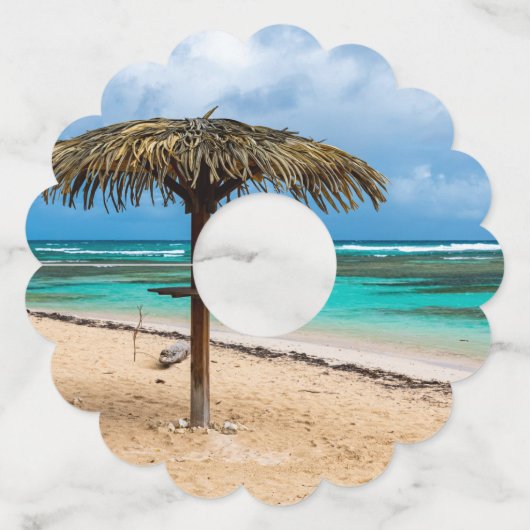 strand van Anse des Rochers Wijnglaslabel (Voorkant)