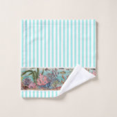  strand van Aqua Stripe Sealife Bad Handdoek (Wasdoekje)
