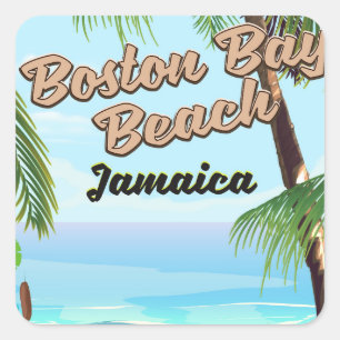 strand van Boston bay, Jamaica Vierkante Sticker