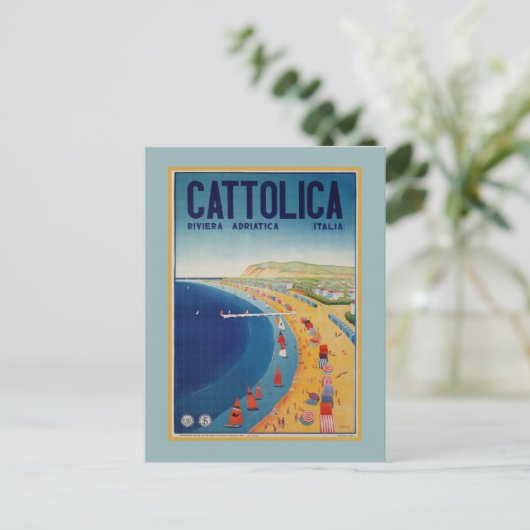 strand van Cattolica Italiaanse reis adverteren Briefkaart (Staand voorkant)
