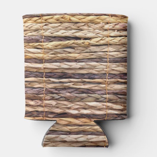 strand van een tropisch eiland, geweven wilgen blikjeskoeler (Achterkant)