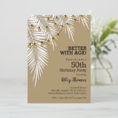 Strand van lampjes op palmvogelfeest kaart (Staand voorkant)