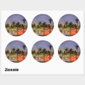 strand van miami ronde sticker (Vel)