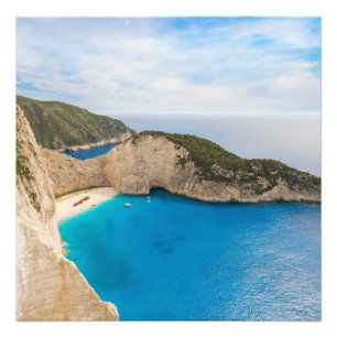 strand van Navagio Griekenland Foto Afdruk