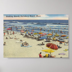 strand van Salisbury, massaal - oceaanscène Poster