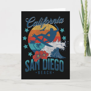 Strand van San Diego Californië Surfen Vintage Vak Kaart