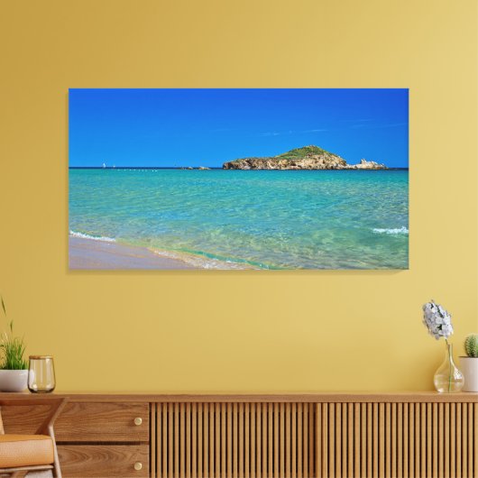 strand van Sardijns gouden zandstrand met turkoois Canvas Afdruk (Insitu (Woonkamer))