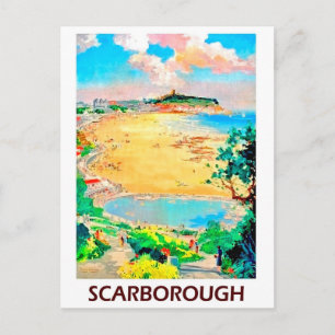 Strand van Scarborough, landschap, vintage reis Briefkaart