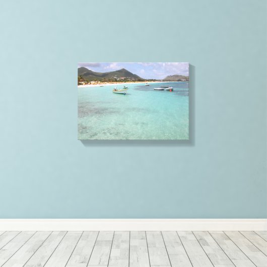 Strand van St. Maarten Canvas Afdruk (Insitu (Houten vloer))