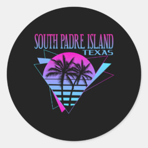 Strand Vaporwave Vakantie Zuid Padre Island Ronde Sticker