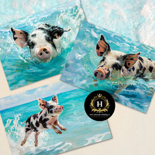 Strand Varken Zwemmen Decoupage Inpakpapier Vel