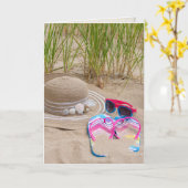 Strand verjaardag voor vriend kaart (Gele Bloem)