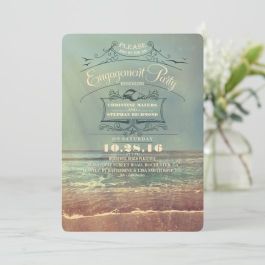 strand verlovingsfeest uitnodigingen (Staand voorkant)