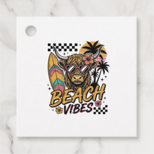 Strand Vibe Hoogland Koe Zomer Vector Kunst_1 Bedankjes Labels