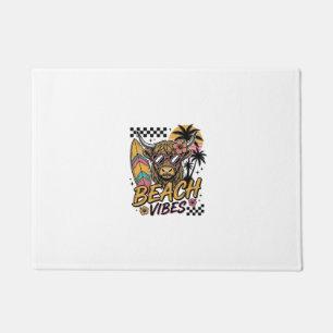 Strand Vibe Hoogland Koe Zomer Vector Kunst_1 Deurmat