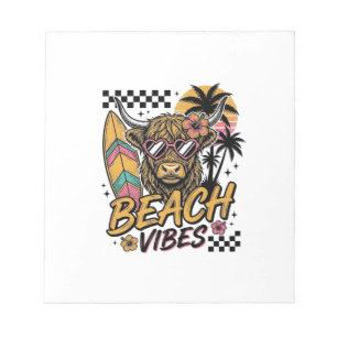 Strand Vibe Hoogland Koe Zomer Vector Kunst_1 Notitieblok