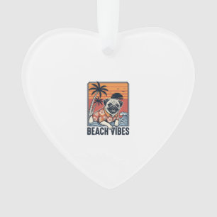 Strand Vibe Pug Vintage Gravure Ontwerp_1 Ornament