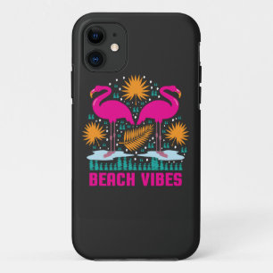 Strand Vibe Roze Flamingo Ontwerp iPhone 11 Hoesje