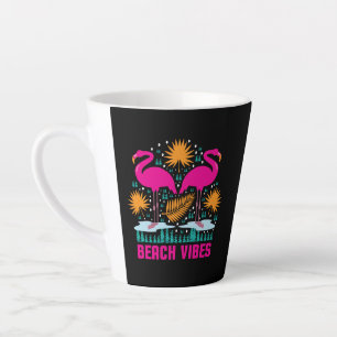 Strand Vibe Roze Flamingo Ontwerp Latte Mok