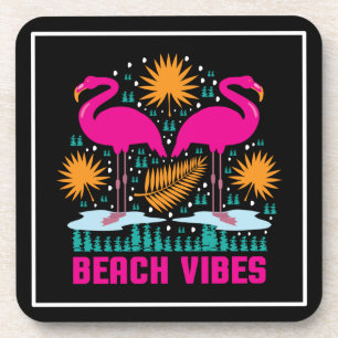 Strand Vibe Roze Flamingo's Design Bier Onderzetter