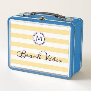 Strand Vibes Geel Wit Gestreepte Chic Monogramme