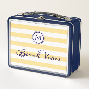 Strand Vibes Geel Wit Gestreepte Chic Monogramme