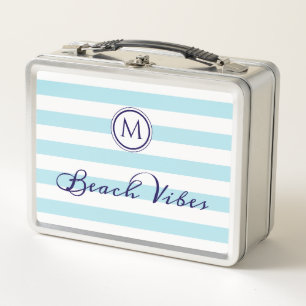Strand Vibes Koel Blauw Witte Strepen Monogram