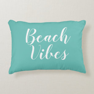 Strand Vibes Turquoise Script accent kussen