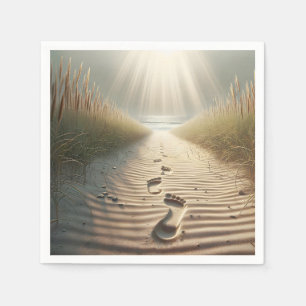 Strand Voetafdrukken In Zand Servet