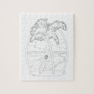 Strand voor volwassenen kleurplaat puzzel