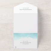 Strand Waterverf alles in één bruiloft All In One Uitnodiging (Buitenkant)