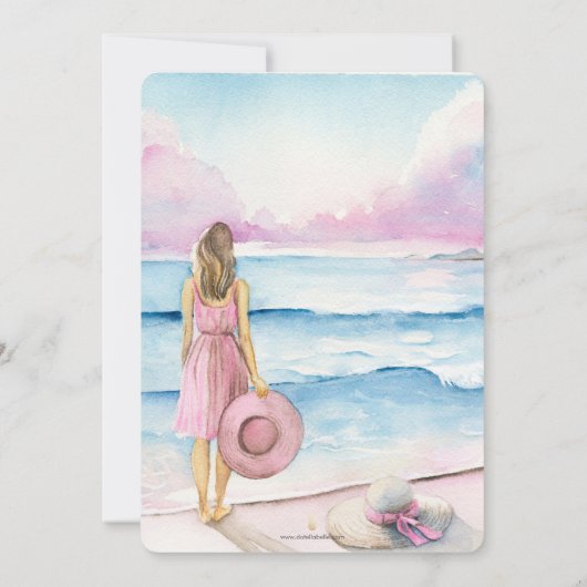 Strand Waterverf Bewaar de data Save The Date (Achterkant)