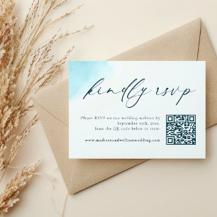 Strand Waterverf bruiloft RSVP QR Code Kaart