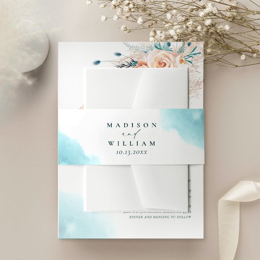 Strand Waterverf bruiloft Uitnodigingen Wikkel