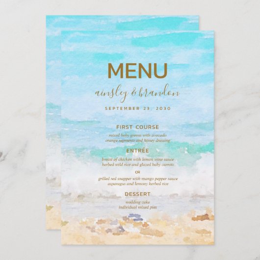 Strand Waterverf Menu (Voorkant / Achterkant)