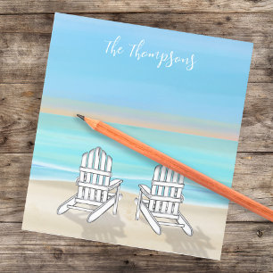 Strand Waterverf Ocean Seashore Adirondack Stoelen Notitieblok