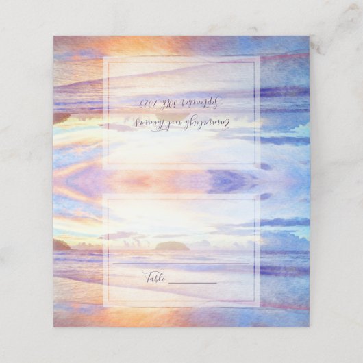 Strand Waterverf Roze Zonsopgang Bruiloft (Buitenkant ongevouwen)