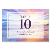 Strand Waterverf Roze Zonsopgang Bruiloft Kaart (Voorkant)