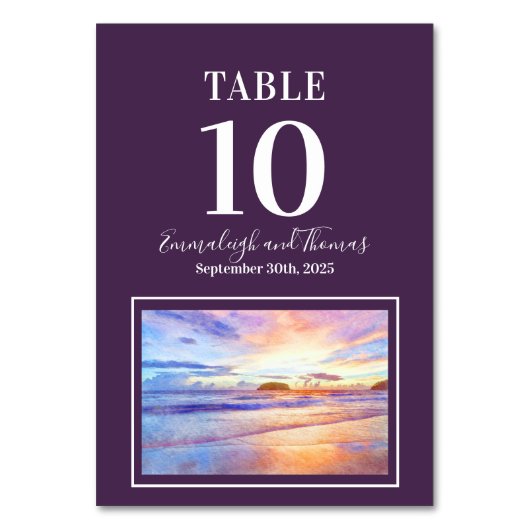 Strand Waterverf Roze Zonsopgang Bruiloft Kaart (Achterkant)