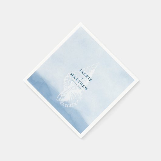 Strand Waterverf Seashell bruiloft servetten (Hoek)