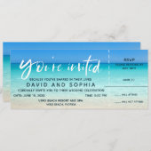 Strand Wedding Boarding Pass Ticket RSVP Kaart (Voorkant / Achterkant)