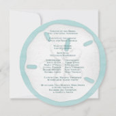 Strand Wedding Menu Turquoise Zand Dollar Kaart (Achterkant)