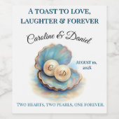 Strand Wedding Parels Shell Elegant Ocean Theme Gi Wijn Etiket (Enkel label)