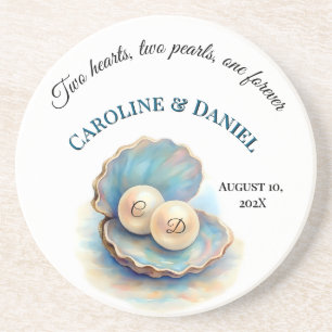 Strand Wedding Parels Shell Elegant Ocean Theme Gi Zandsteen Onderzetter