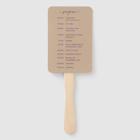 Strand Wedding Sand Hearts Wedding Program Handwaaier (Achterkant)