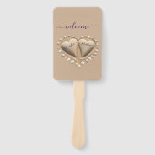 Strand Wedding Sand Hearts Wedding Program Handwaaier (Voorkant)